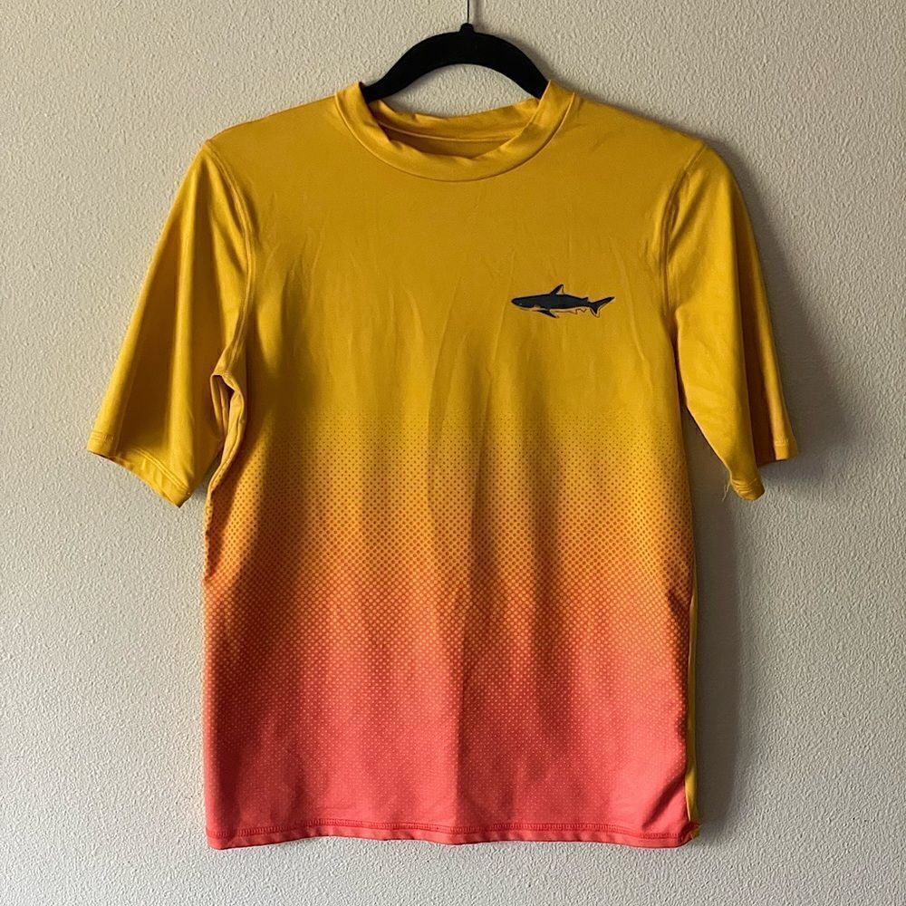 Cat & Jack Yellow and Orange Short Sleeve Youth Swim Shirt. Size XL.